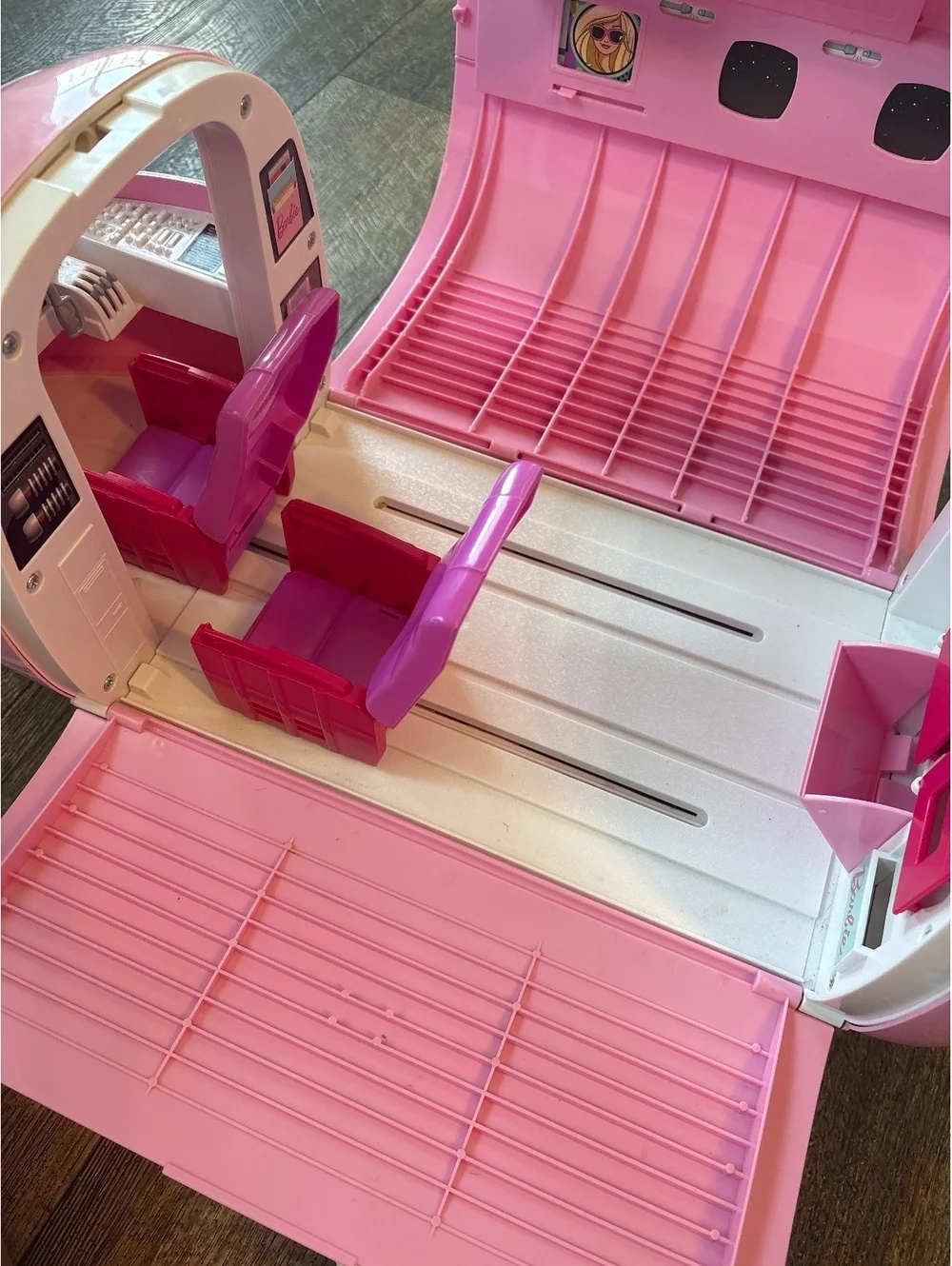 Vintage Large 1999 Mattle Barbie Pink Play set Airplane Toy Fold Out Girls Kids